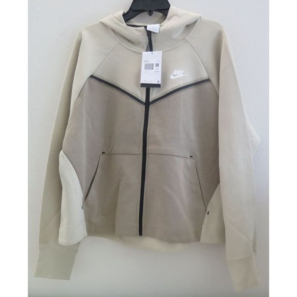 Nike DA2044 Womens Sz 1X Khaki/Black Tech Fleece Windrunner Full Zip Hoodie $120 - Picture 1 of 8